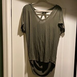 Express Olive V-Neck Short Sleeve Tee